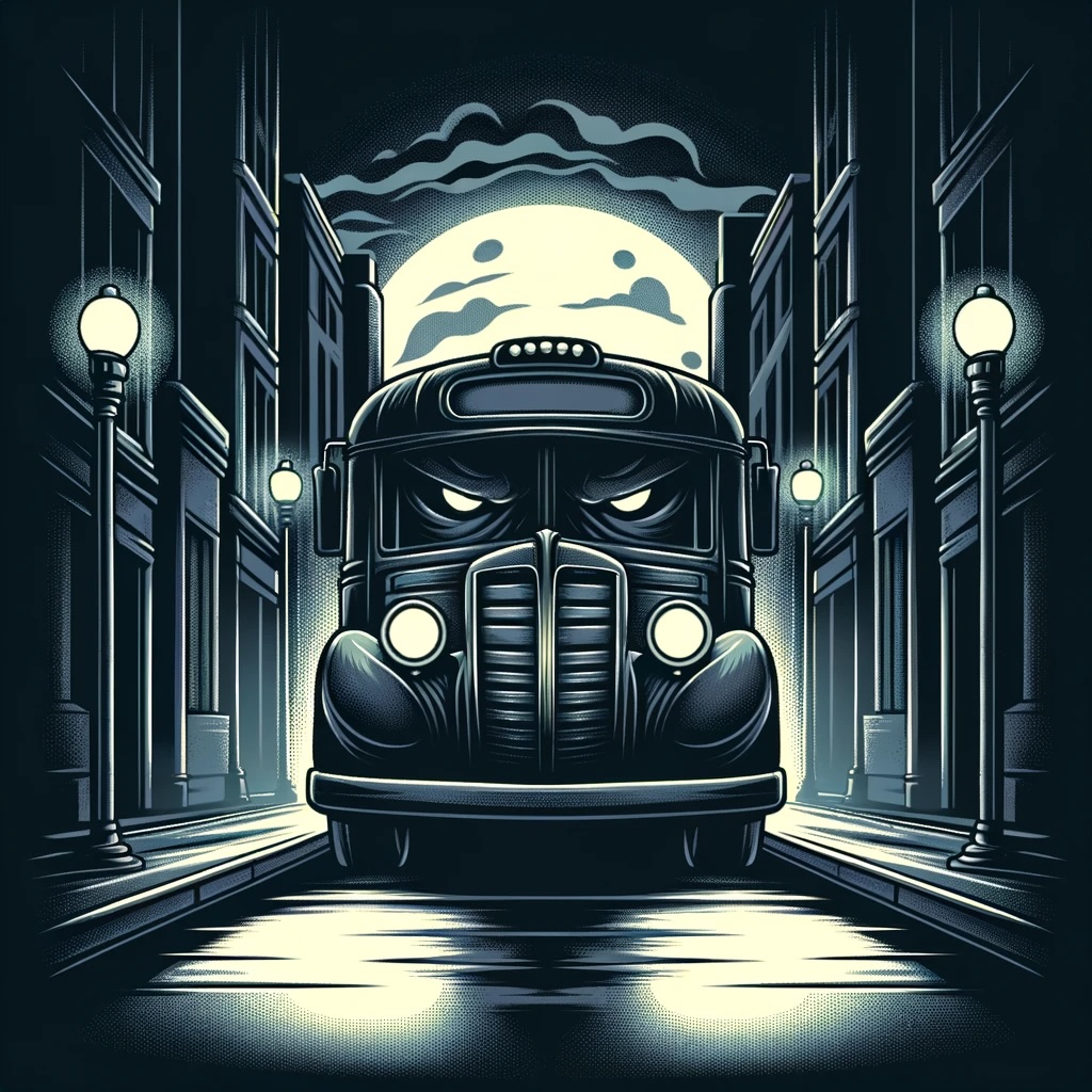 Bus illustration at night